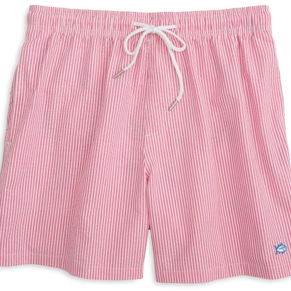 Seersucker Swim Trunks in Pink by Southern Tide Skipjack Size Large - Picture 3 of 14